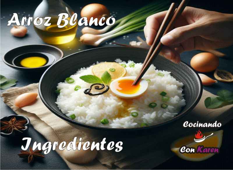 Ingredientes para el arroz blanco sabroso en casa